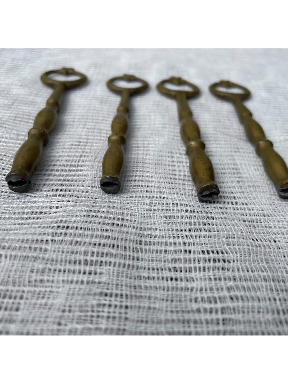 4 Ottoman Star & Crescent Brass Skewer Handles - Picture 4 of 8